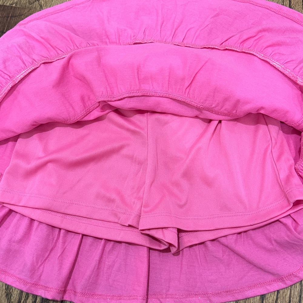 Justice Pink Sparkle Ruffle Skirt - Built in shorts - Size 12 - Picture 4 of 4